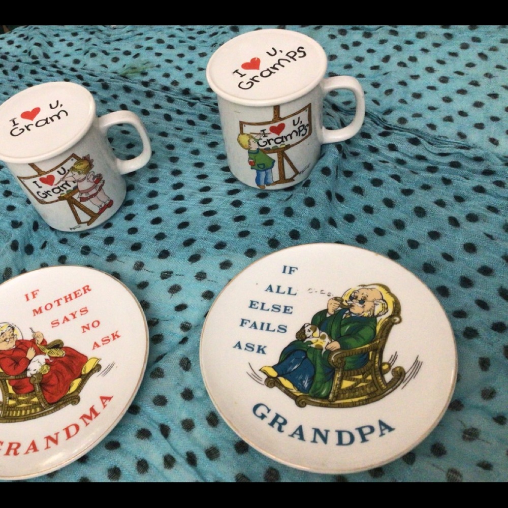 Both sets-Plates & cups!Grandma Grandpa I LOVE YOU